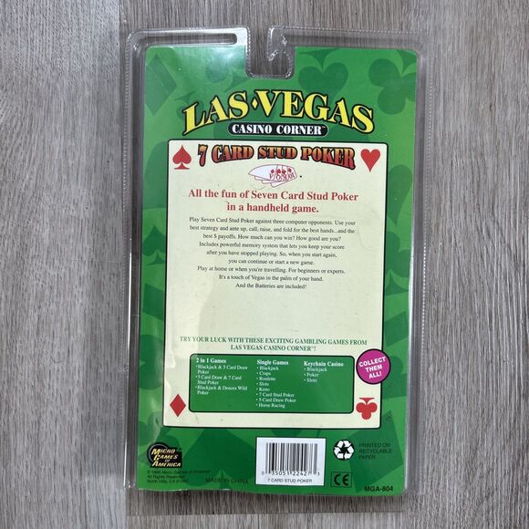Las Vegas 7 Card Stud Poker Handheld Electronic Game 1995 MGA-804 Micro America - Picture 4 of 7